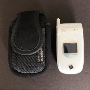 Vintage Toshiba A1304TII AU Flip Phone White w/ Battery Japan